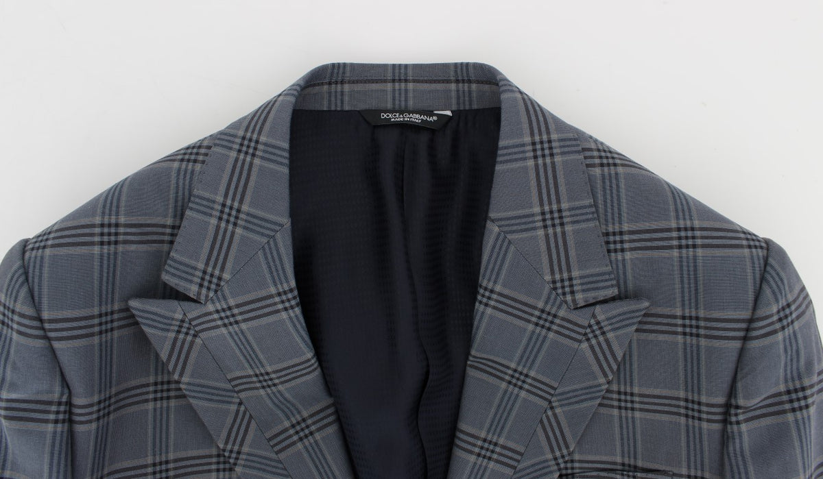 Dolce &amp; Gabbana - Blazer à carreaux bleus, coupe ajustée