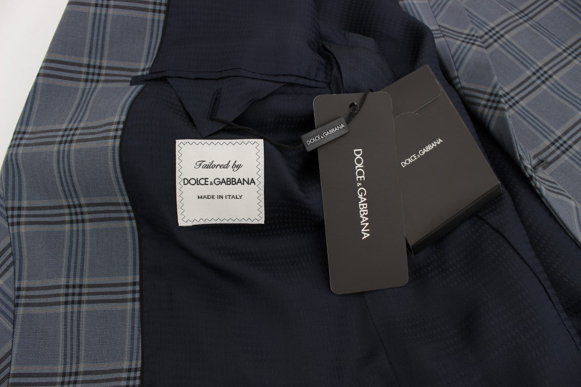 Dolce &amp; Gabbana - Blazer à carreaux bleus, coupe ajustée