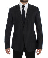 Blazer en laine à rayures grises, coupe slim, Dolce &amp; Gabbana