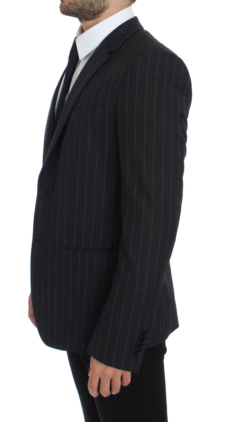 Dolce &amp; Gabbana Grijs gestreepte, slim fit wollen blazer