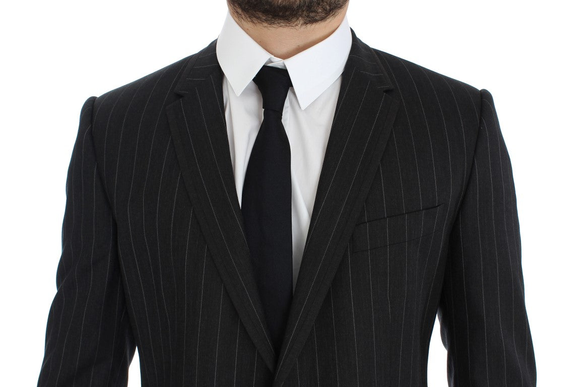 Blazer en laine à rayures grises, coupe slim, Dolce &amp; Gabbana