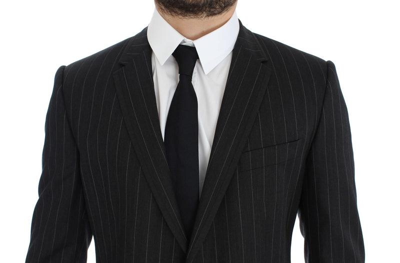 Dolce &amp; Gabbana Grijs gestreepte, slim fit wollen blazer