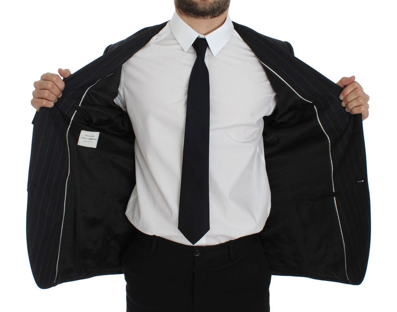 Dolce &amp; Gabbana Grijs gestreepte, slim fit wollen blazer