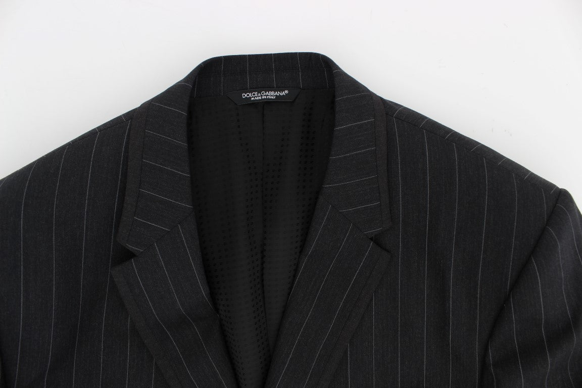 Blazer en laine à rayures grises, coupe slim, Dolce &amp; Gabbana