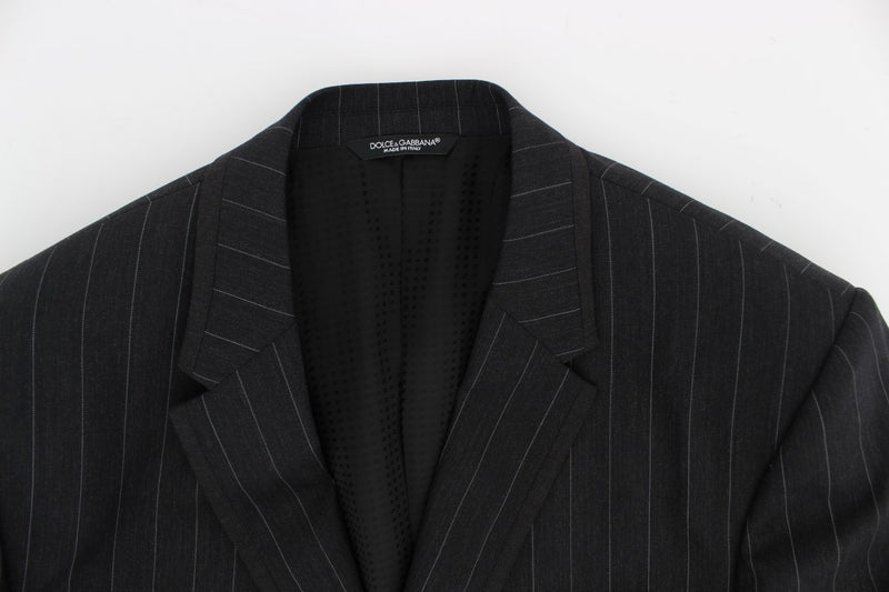 Dolce &amp; Gabbana Grijs gestreepte, slim fit wollen blazer