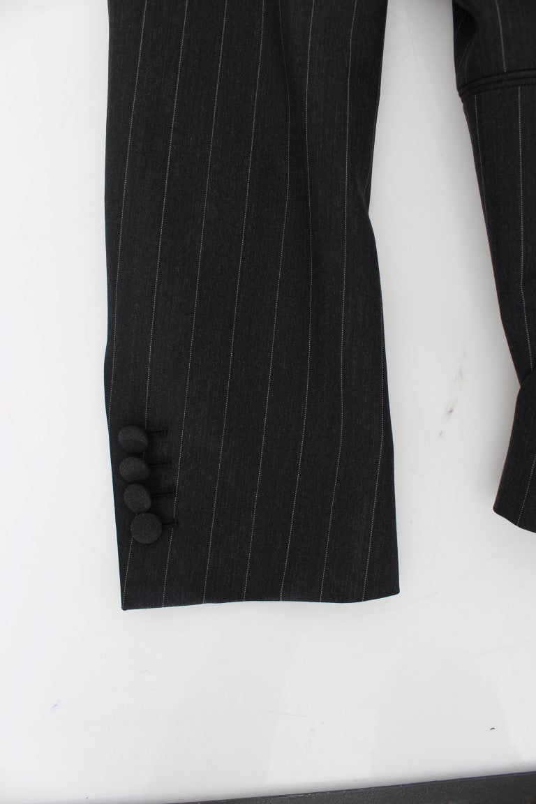 Dolce &amp; Gabbana Grijs gestreepte, slim fit wollen blazer
