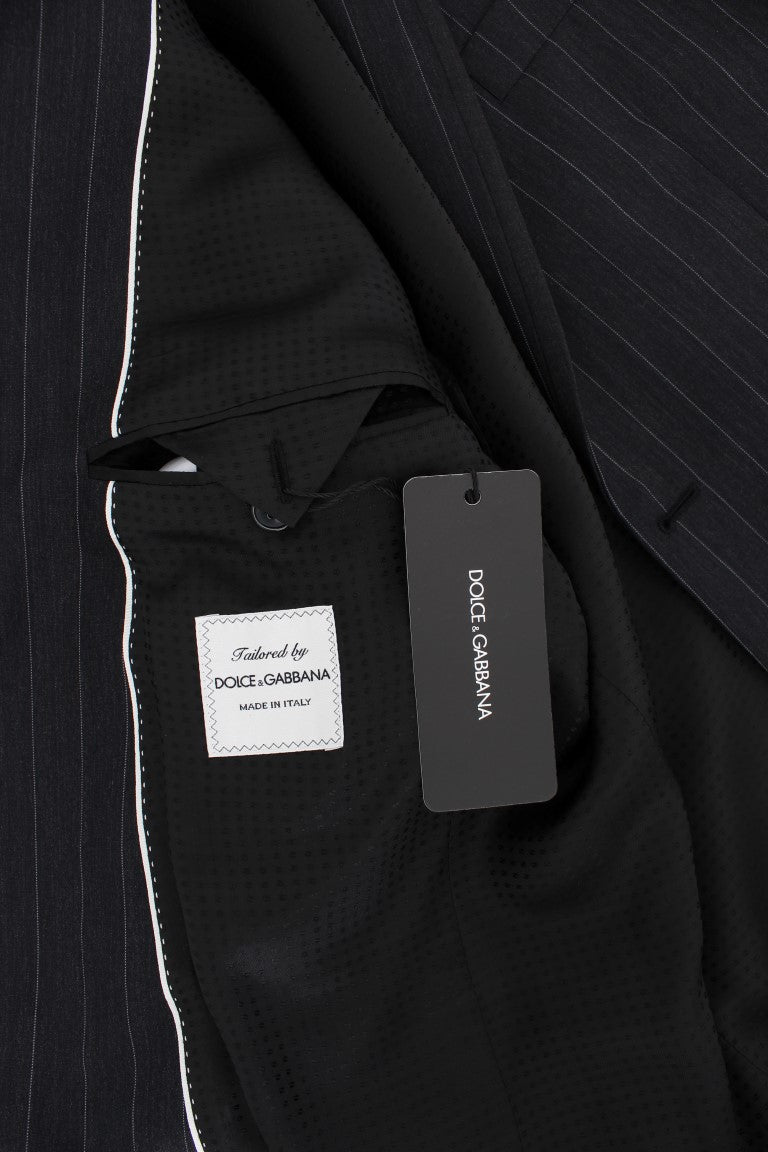 Dolce &amp; Gabbana Grijs gestreepte, slim fit wollen blazer
