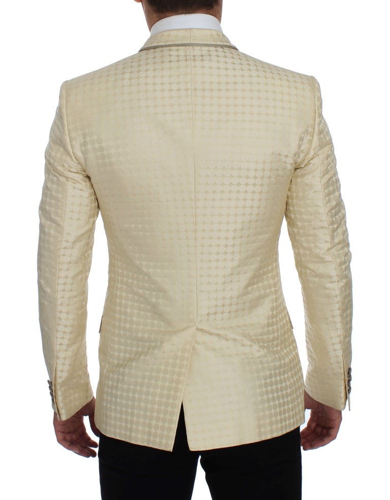 Dolce &amp; Gabbana Ensemble tailleur-pantalon en soie beige à pois