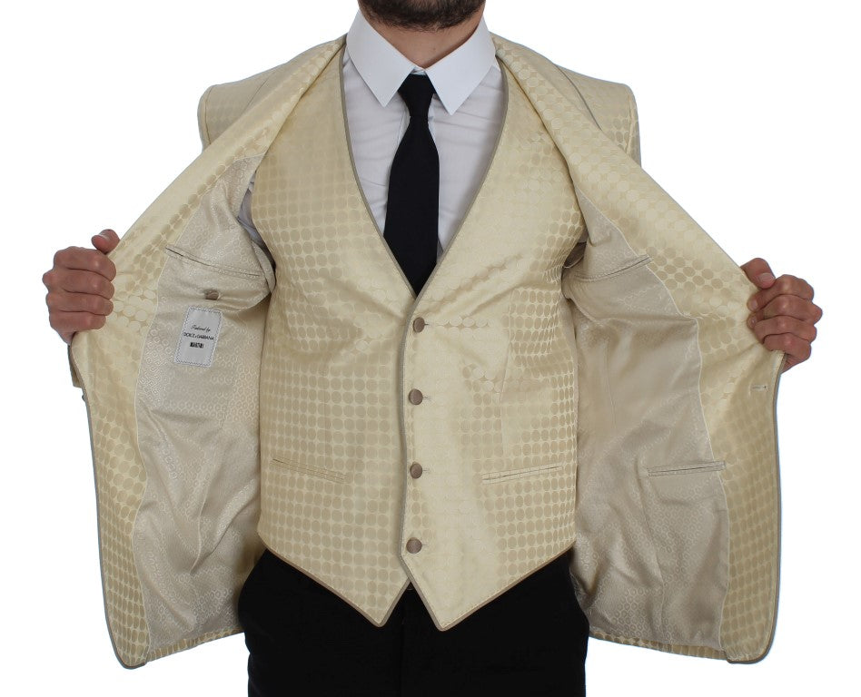 Dolce &amp; Gabbana Ensemble tailleur-pantalon en soie beige à pois