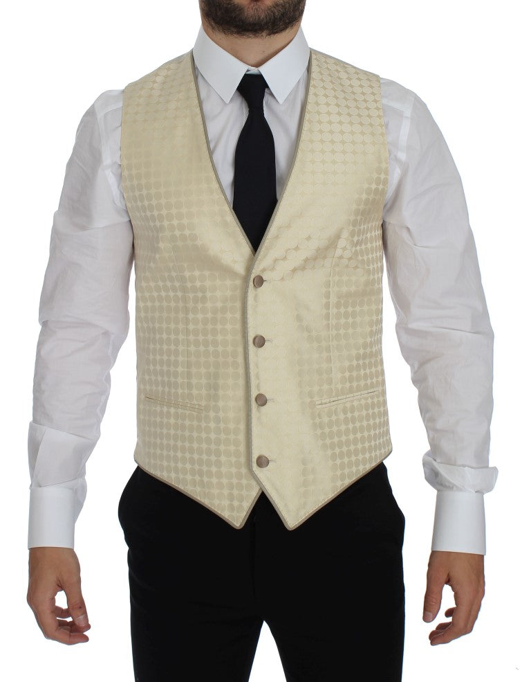 Dolce &amp; Gabbana Ensemble tailleur-pantalon en soie beige à pois