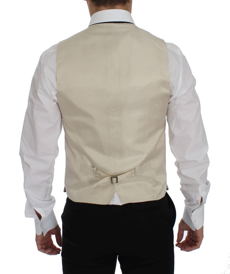 Dolce &amp; Gabbana Ensemble tailleur-pantalon en soie beige à pois
