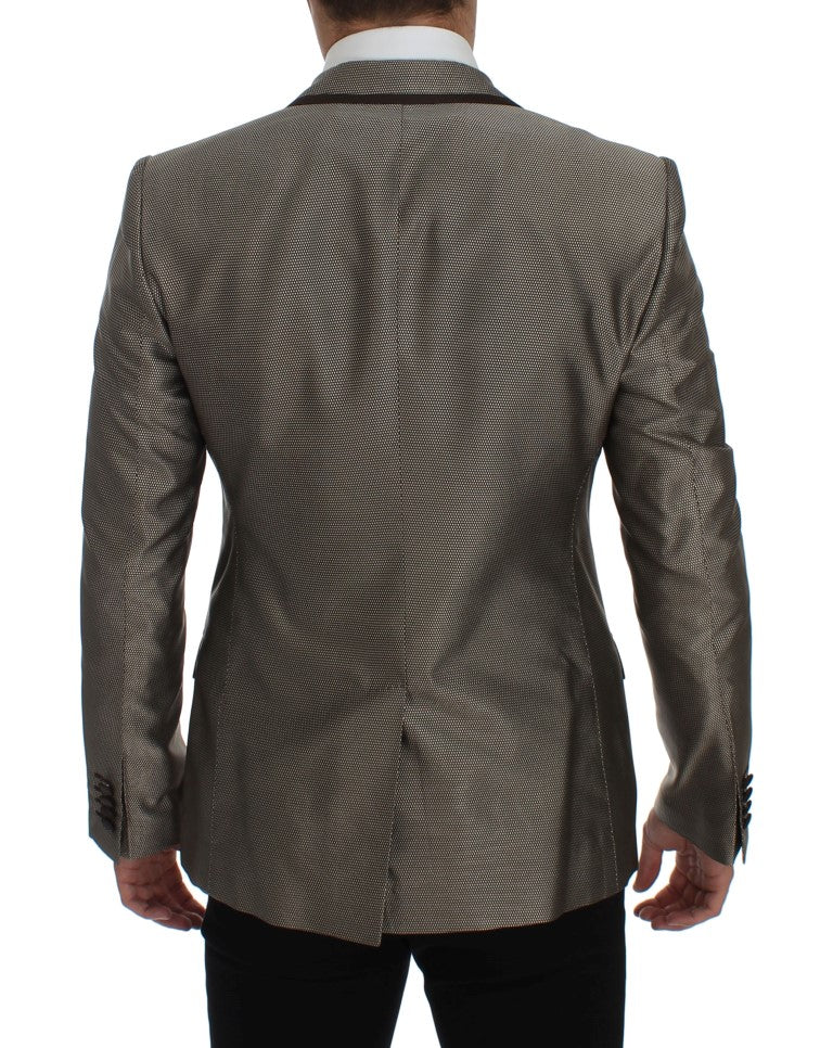 Dolce &amp; Gabbana Blazer en soie marron, coupe slim, à deux boutons