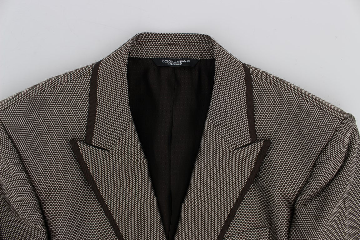 Dolce &amp; Gabbana Blazer en soie marron, coupe slim, à deux boutons