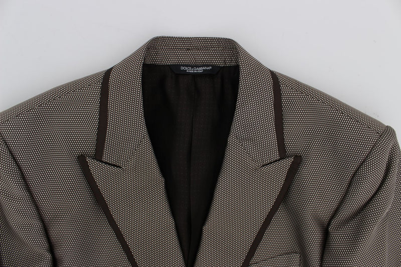 Dolce &amp; Gabbana Blazer en soie marron, coupe slim, à deux boutons