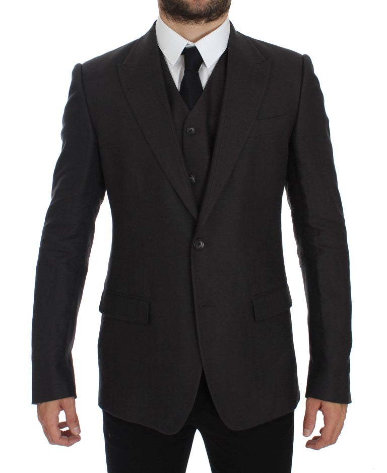 Blazer en lin gris à coupe slim de Dolce &amp; Gabbana