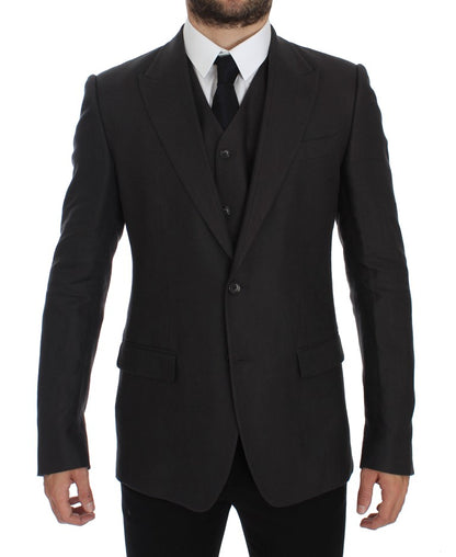 Dolce & Gabbana grijze, slim fit linnen blazerjas