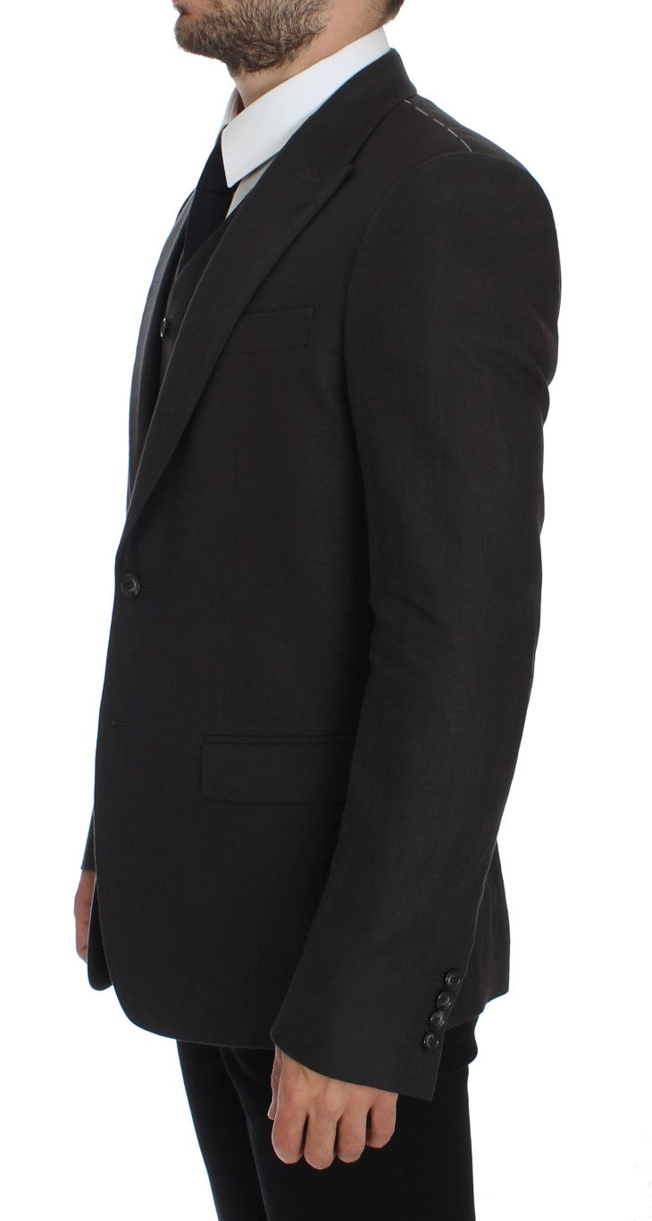 Dolce &amp; Gabbana grijze, slim fit linnen blazerjas