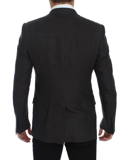 Dolce & Gabbana grijze, slim fit linnen blazerjas