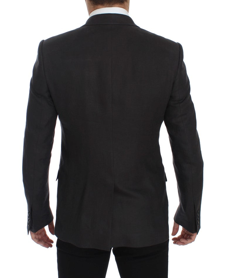 Dolce &amp; Gabbana grijze, slim fit linnen blazerjas