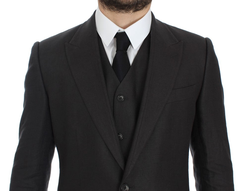 Blazer en lin gris à coupe slim de Dolce &amp; Gabbana