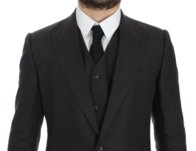 Dolce &amp; Gabbana grijze, slim fit linnen blazerjas