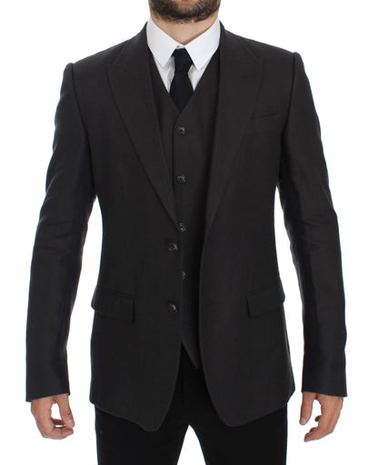 Dolce & Gabbana grijze, slim fit linnen blazerjas