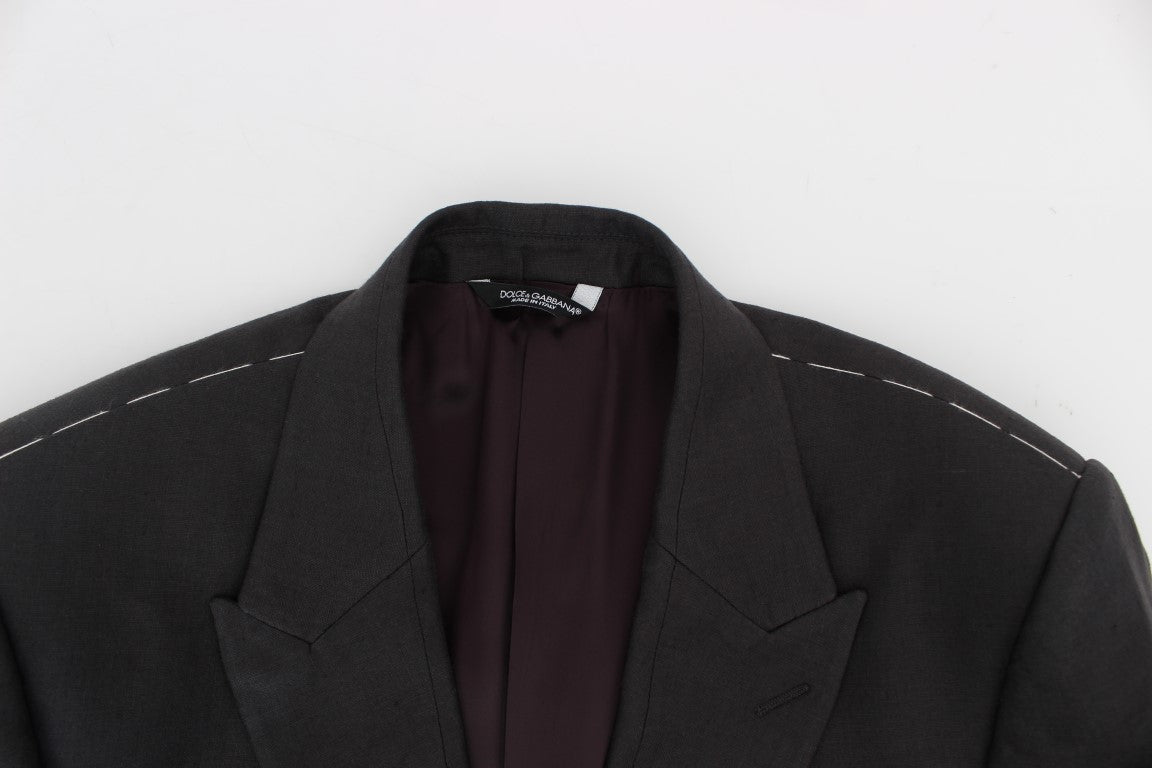 Dolce & Gabbana grijze, slim fit linnen blazerjas