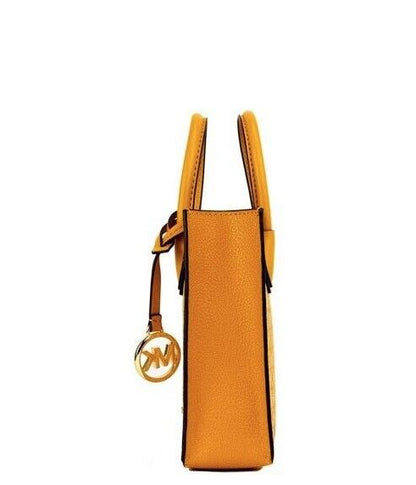 Michael Kors Mercer XS Honeycomb Gold Signature PVC North South Shopper Crossbody Tas