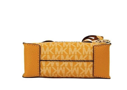 Michael Kors Mercer XS Honeycomb Gold Signature PVC North South Shopper Crossbody Tas