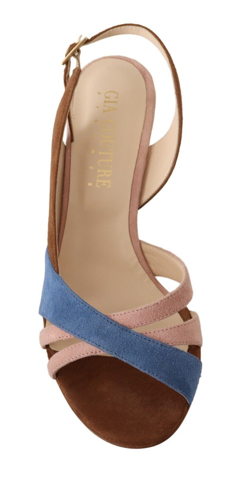 GIA COUTURE Multicolor Suede Leather Slingback Heels Sandals