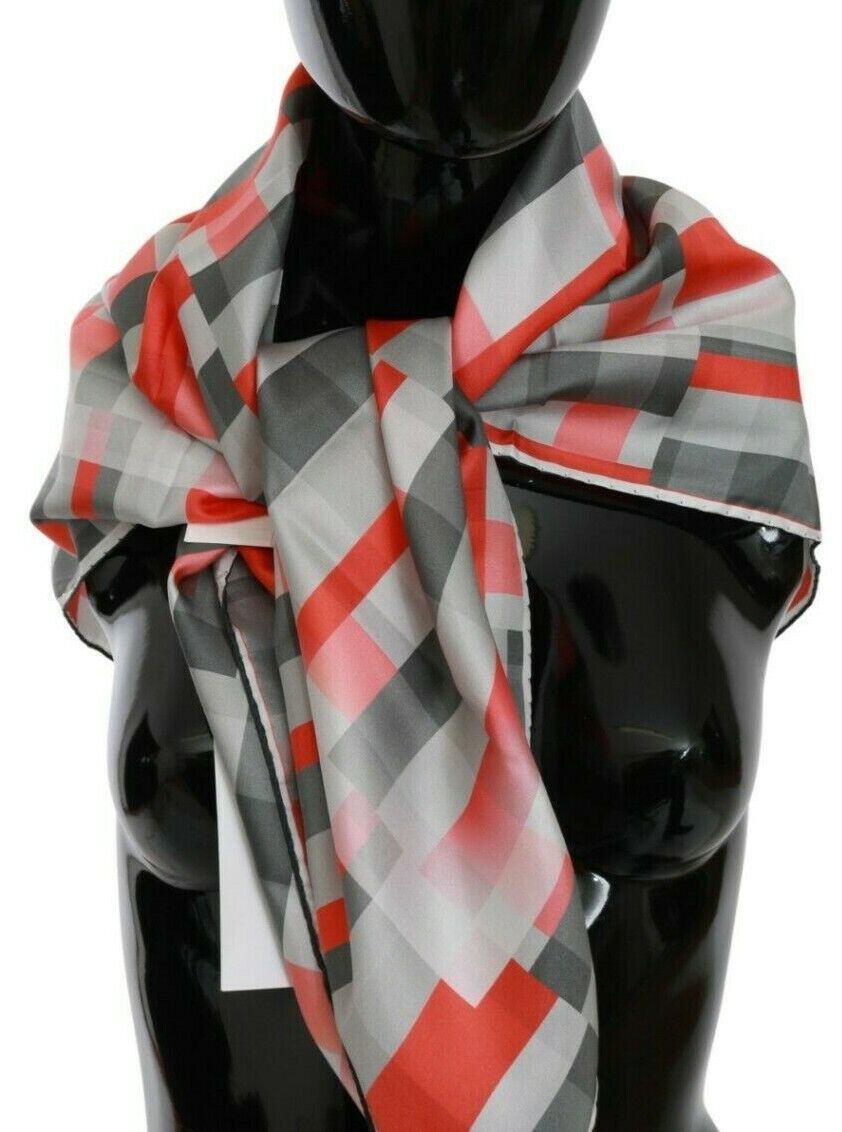 Costume National Foulard en Soie Gris Rouge