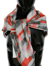 Costume National Foulard en Soie Gris Rouge