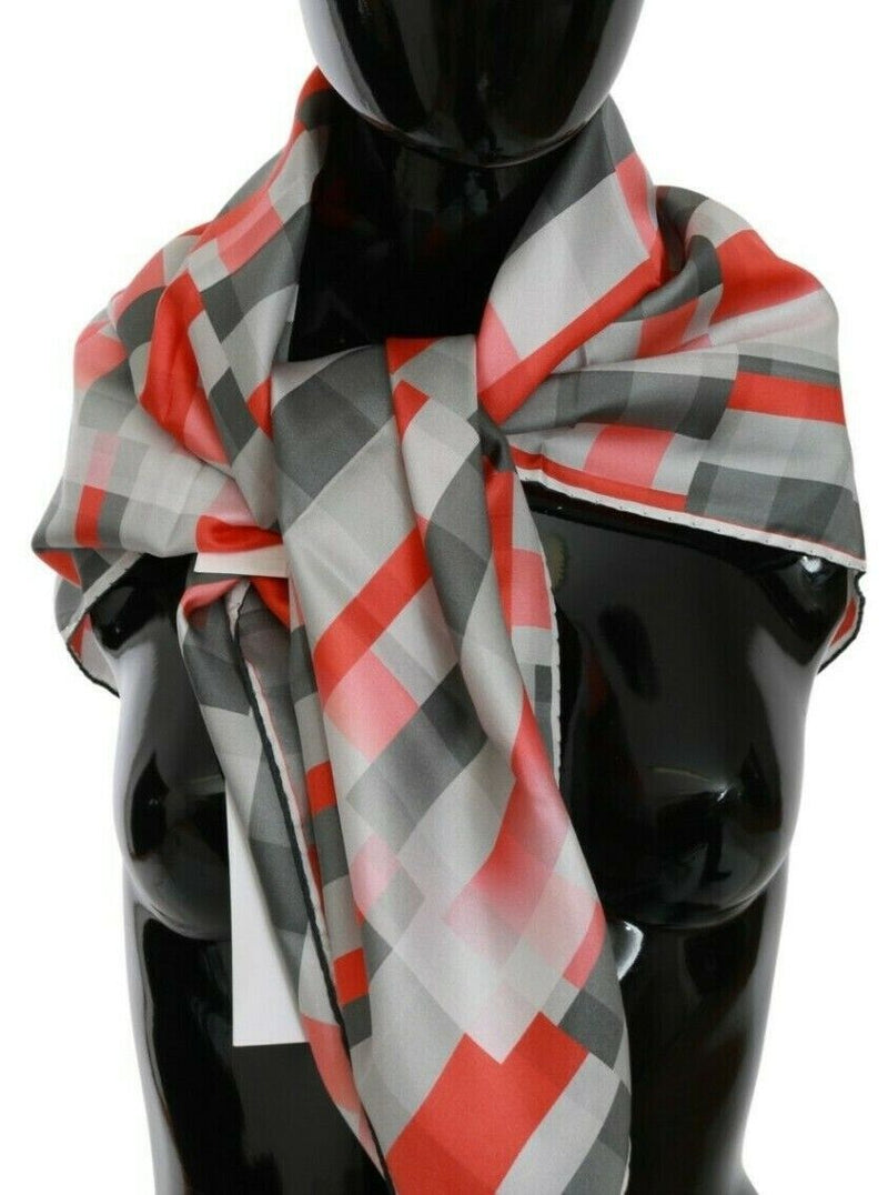 Costume National Foulard en Soie Gris Rouge