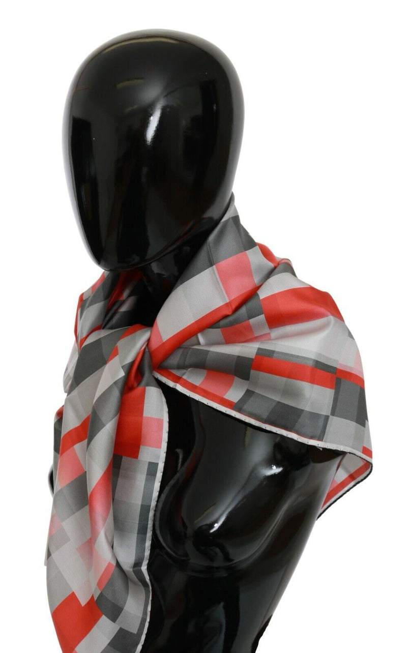 Costume National Foulard en Soie Gris Rouge