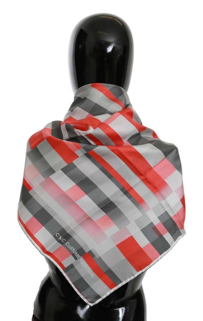 Costume National Foulard en Soie Gris Rouge