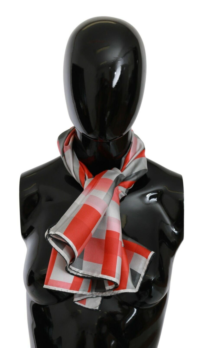 Costume National Foulard en Soie Gris Rouge
