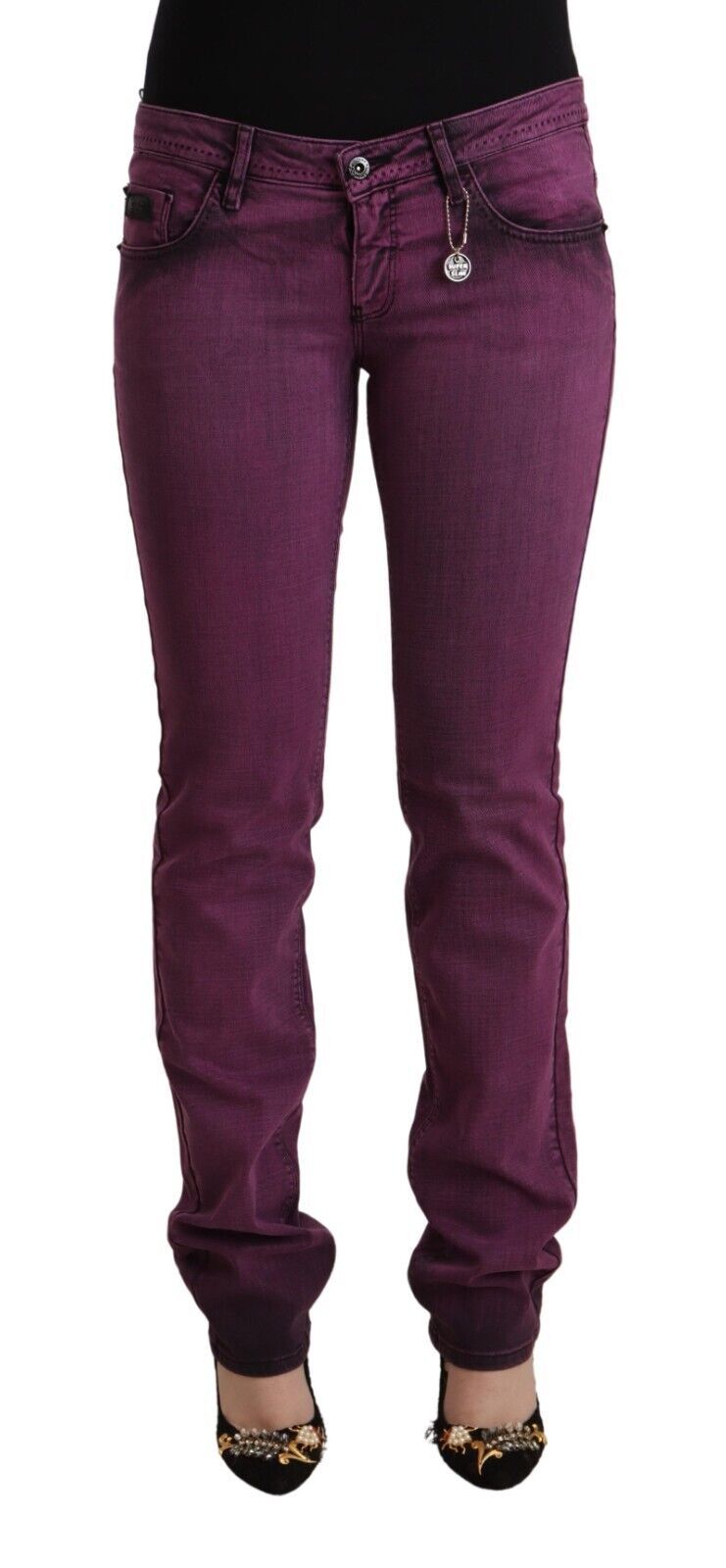 Costume National Jeans Slim Fit en Denim Élastique Violet