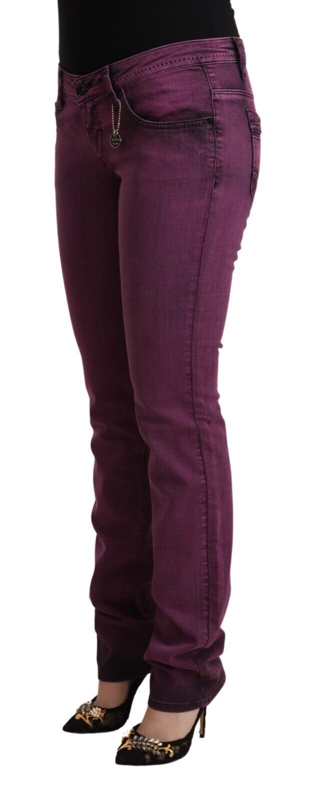 Costume National Jeans Slim Fit en Denim Élastique Violet