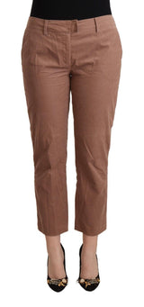 Pantalon Cropped Tapered en Coton Marron Costume National