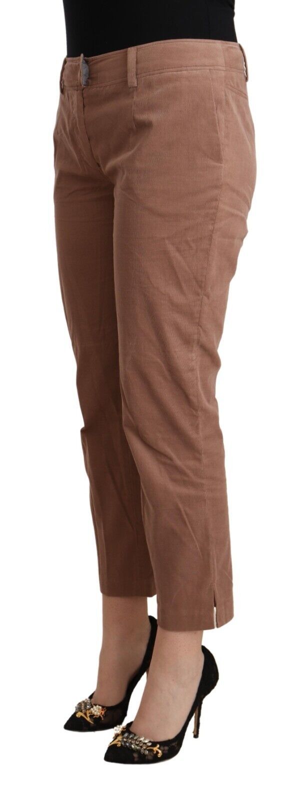 Pantalon Cropped Tapered en Coton Marron Costume National