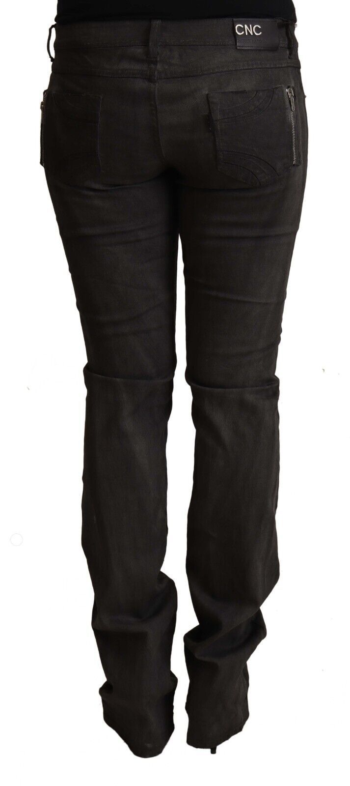 Costume National Pantalon Skinny Noir en Coton Mi-Taille