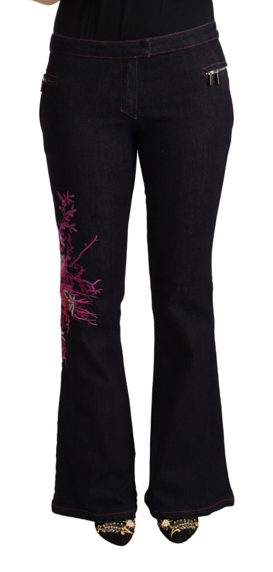 Exte zwarte katoenen flared jeans met hoge taille