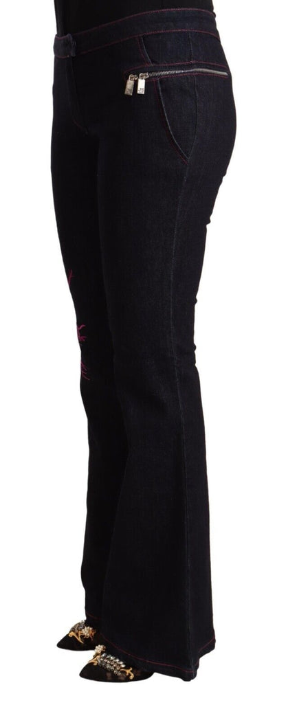 Exte zwarte katoenen flared jeans met hoge taille