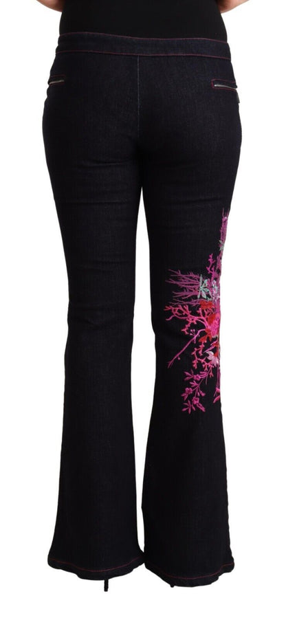 Exte zwarte katoenen flared jeans met hoge taille