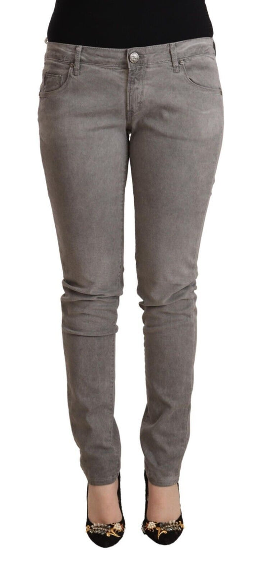 Jeans slim en coton délavé gris clair Acht