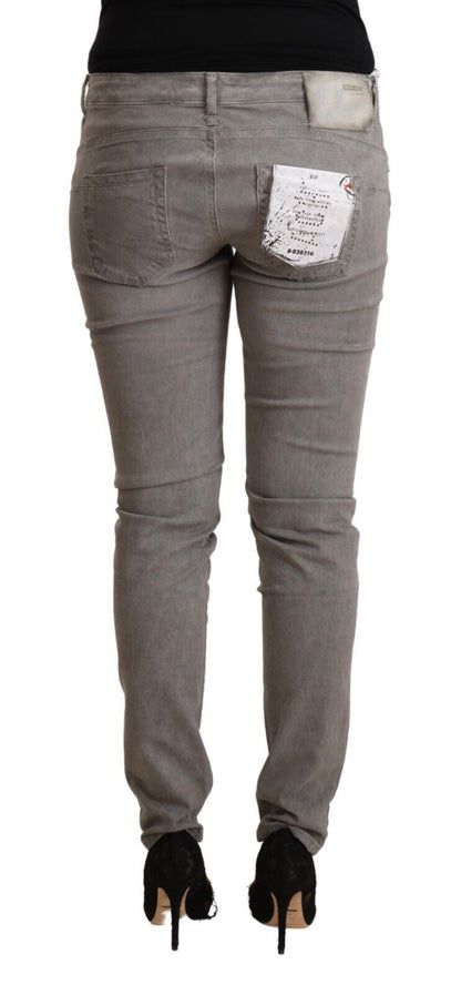 Jeans slim en coton délavé gris clair Acht