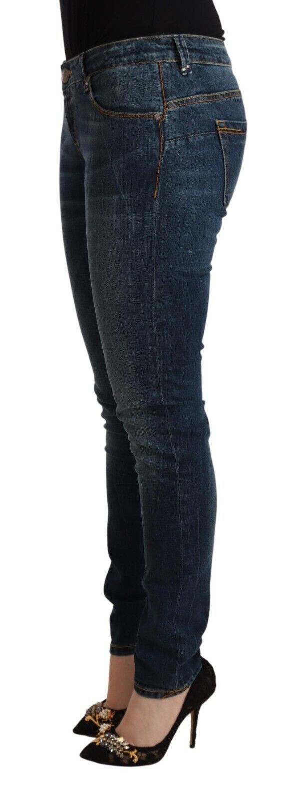 Acht Blue Washed Slim Fit Denim Low Waist Jeans