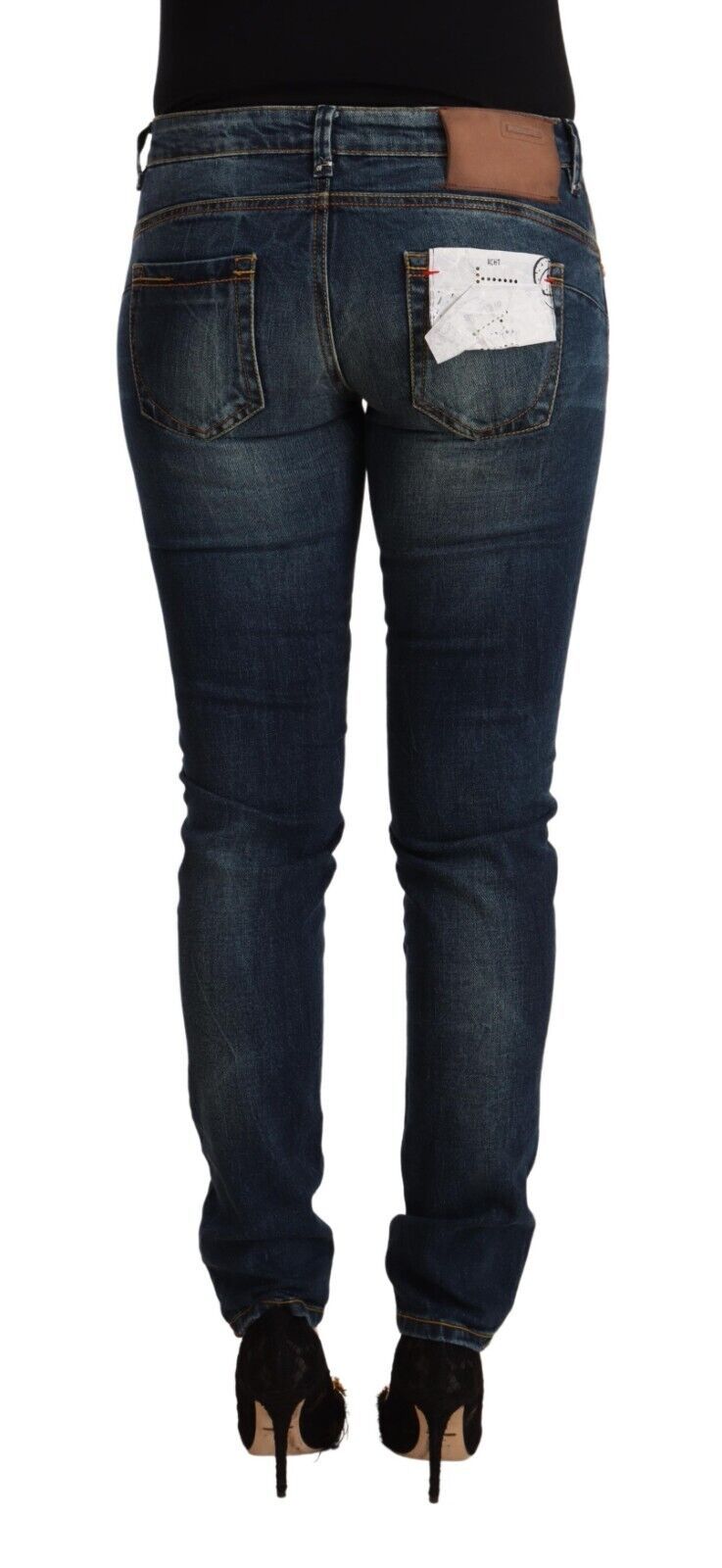 Acht Blue Washed Slim Fit Denim Low Waist Jeans