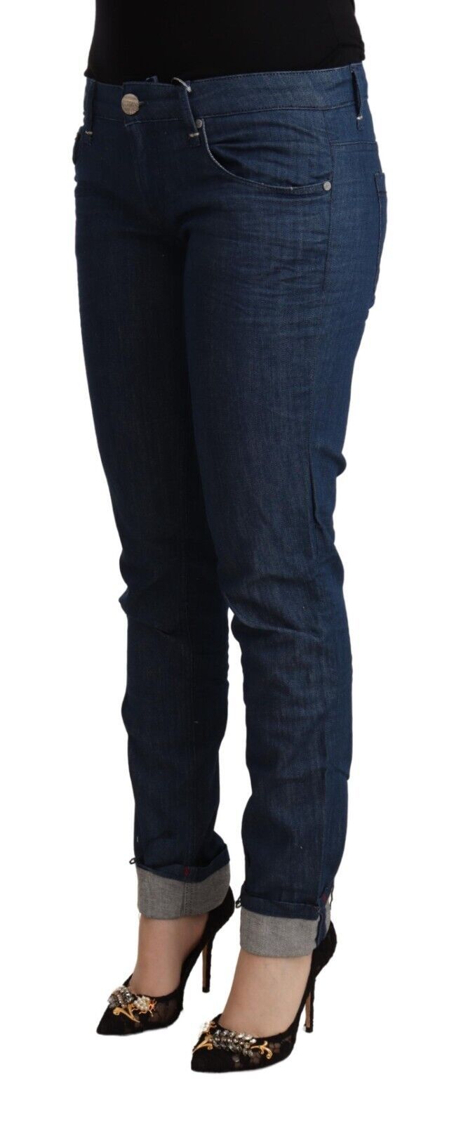 Jeans skinny en coton bleu Acht, taille basse, ourlet retroussé.