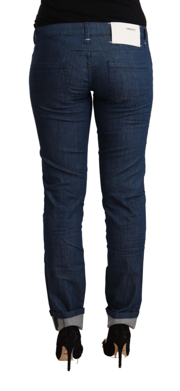 Jeans skinny en coton bleu Acht, taille basse, ourlet retroussé.